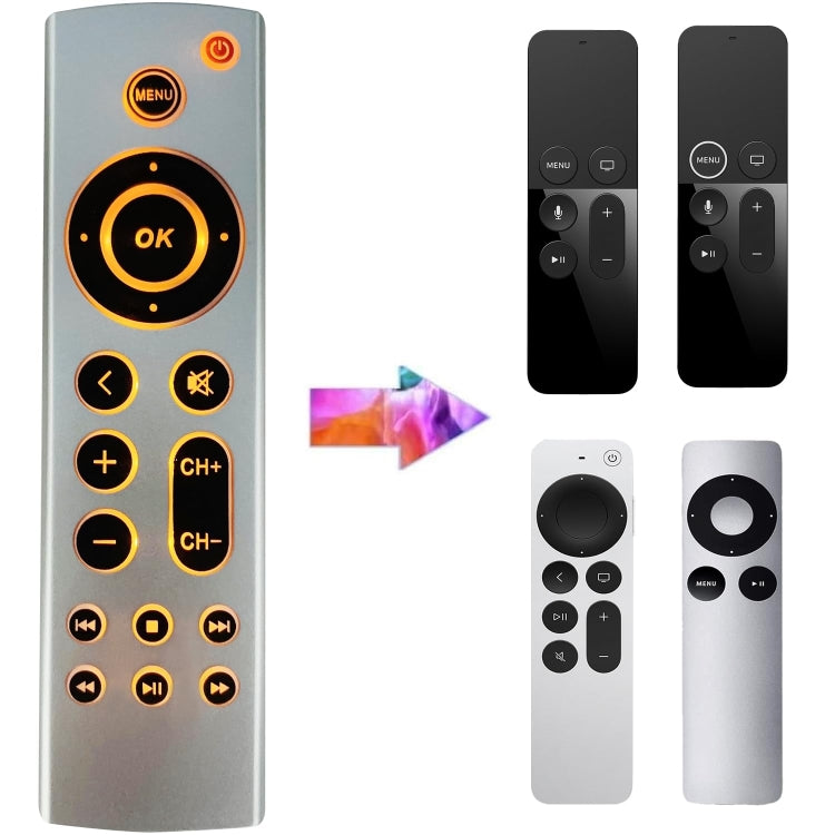 Per Apple TV Telecomando 4K / HD A2169 A1842 A1625 Stile retroilluminazione senza voce, Backlight Style Per Apple TV Telecomando 4K / HD A2169 A1842 A1625 Stile retroilluminazione senza voce, Backlight Style
